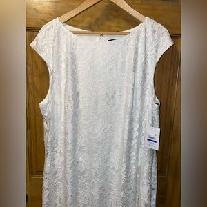KASPER Women's Morgan Sleeveless Floral-Lace Shift White Dress XL